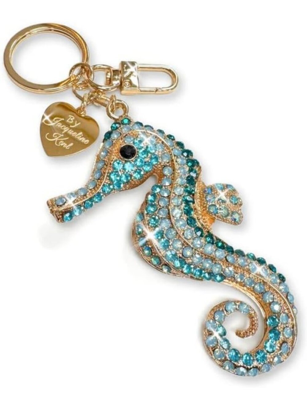 Seahorse Design Gold & Blue Purse Charm or Keychain - Stylish Fashion Accessory